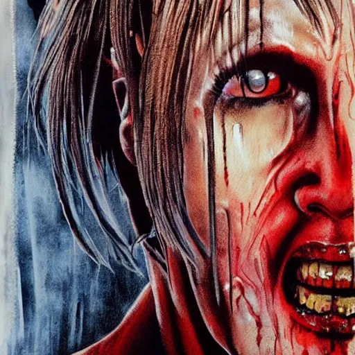 Prompt: detailed details photorealistic silent hill 2 horror game poster in the style of bob peak and alex ross, gouache and wash paints color, detailed details facial and body and human and environments and proportionate, detailed 5 k details.