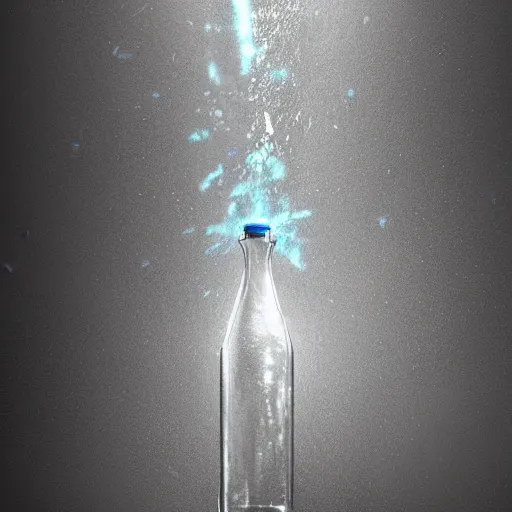 Image similar to a bottle of water falling through the depths of despair, dynamic lighting, photorealistic dark sci - fi concept art, trending on artstation, stunning visuals, creative, cinematic, ultra detailed