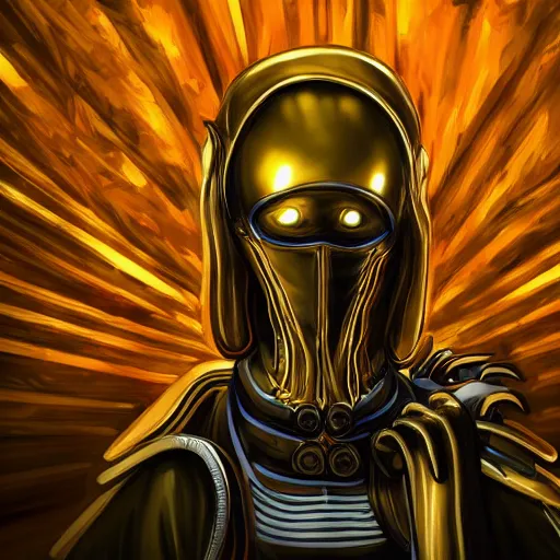 Prompt: golden bordered mural of a futuristic general grevious, hyper realistic, cyberpunk, nightcore, 4 k, highly detailed, beautifully rendered