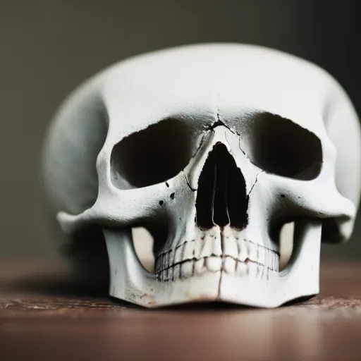 Image similar to skull on a table, EOS-1D, f/1.4, ISO 200, 1/160s, 8K, RAW, unedited, symmetrical balance, in-frame