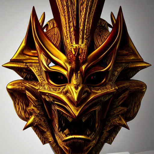 Prompt: demon Mask in the art style of a yugioh card , dynamic, particulate, intricate, elegant, highly detailed, centered, artstation, smooth, sharp focus, octane render