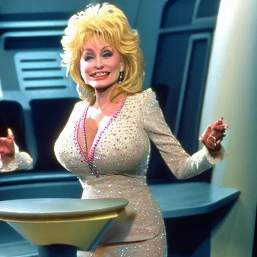 Image similar to Dolly Parton guest stars on an episode of Star Trek: Deep Space Nine