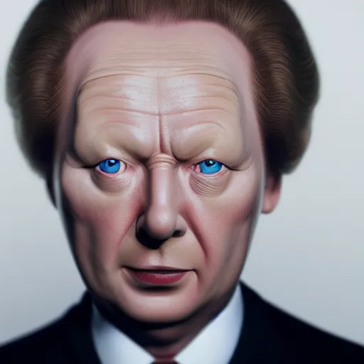 Image similar to limmy brian limond as margaret thatcher, realistic, wide shot, sunny lighting, octane render, hyper realistic, high quality, highly detailed, hd, beautiful, cinematic, 8 k, unreal engine, facial accuracy,