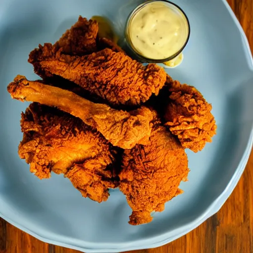 Prompt: fried chicken on a plate