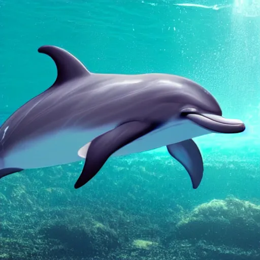 Prompt: a close up of a dolphin under water, a picture by john nicolson, shutterstock contest winner, rayonism, seapunk
