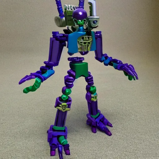 Image similar to waluigi as a bionicle figure