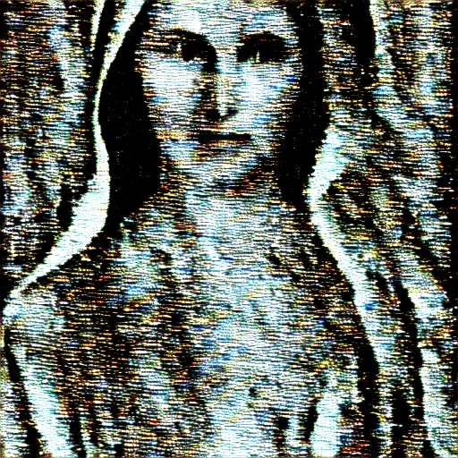 Image similar to vhs static overlay of marian apparition, vhs, 1 9 9 0, highly realistic, highly detailed, vhs noise static, black and white, vhs glitch