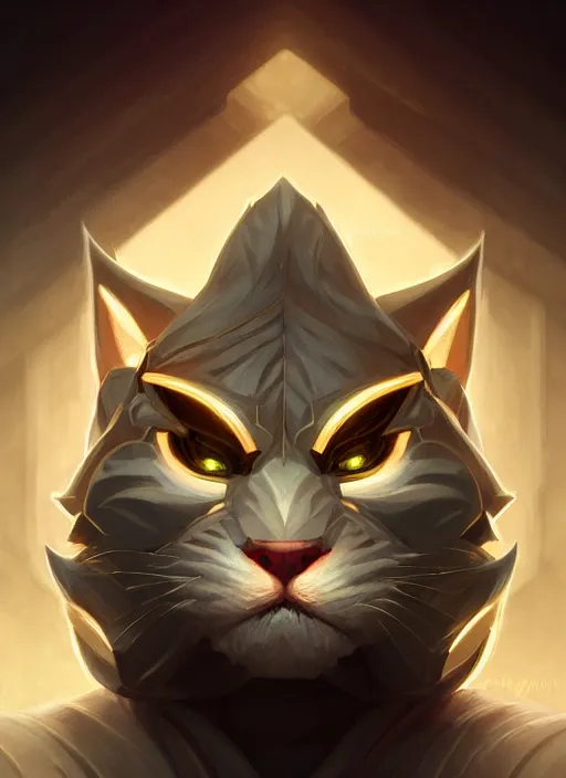 Image similar to symmetry!! portrait of rengar, league of legends, glowing lights!! intricate, elegant, highly detailed, digital painting, artstation, concept art, smooth, sharp focus, illustration, art by artgerm and greg rutkowski and alphonse mucha