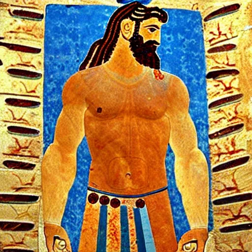 Prompt: zeus, minoan art