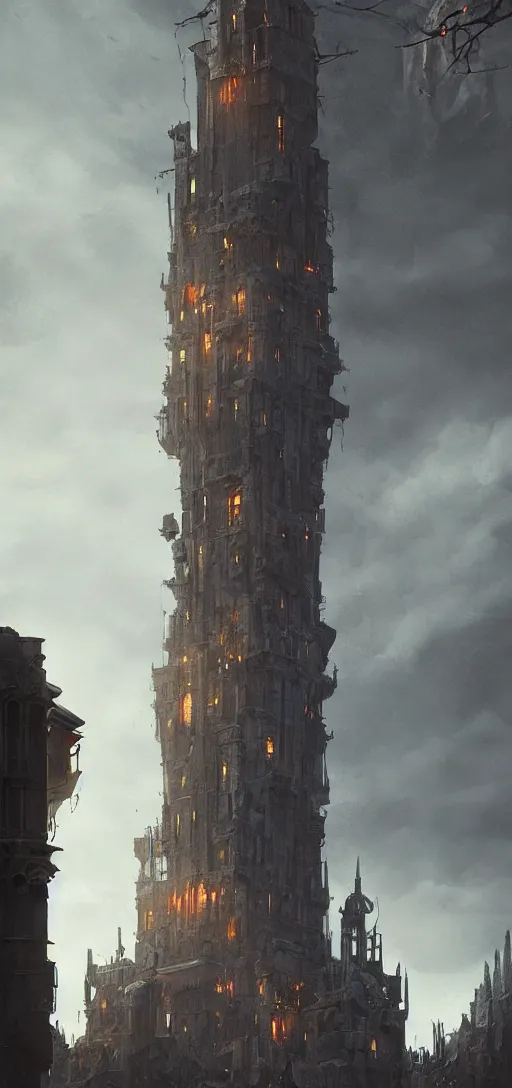 Image similar to tower of doom, medieval architecture, dramatic lighting, cinematic, establishing shot, extremly high detail, foto realistic, cinematic lighting, post processed, concept art, artstation, matte painting, style by eddie mendoza, raphael lacoste, alex ross