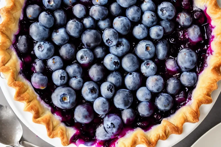 Image similar to an 8K High Definition photo of blueberry pie and cream