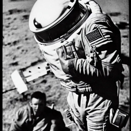 Prompt: astronaut in world war 2 historical photo 4 k black and white