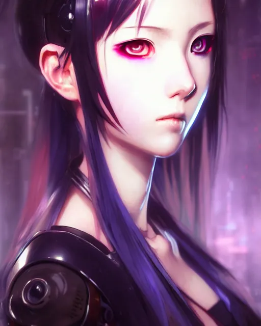 Image similar to portrait Anime Girl cyberpunk cute-fine-face, pretty face, realistic shaded Perfect face, fine details. Anime. Warhammer 40000 cyberpunk realistic shaded lighting by katsuhiro otomo ghost-in-the-shell, magali villeneuve, artgerm, rutkowski Jeremy Lipkin and Giuseppe Dangelico Pino and Michael Garmash and Rob Rey