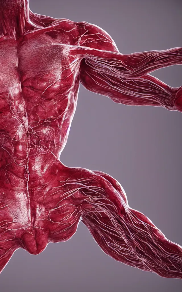 Image similar to intricated scientific medical 3d animation of veins and hemoglobines with a bat inside 3d octane render
