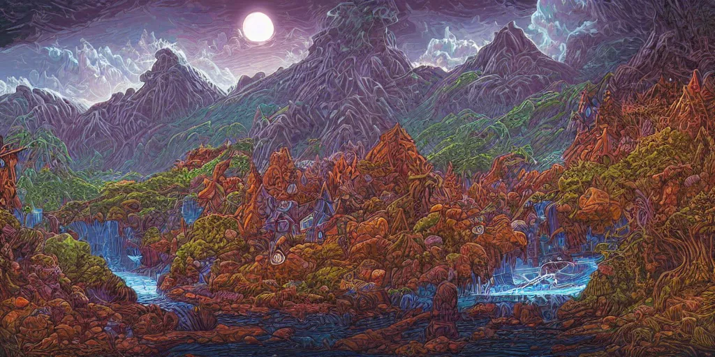 Prompt: a fantasy landscape by Dan Mumford