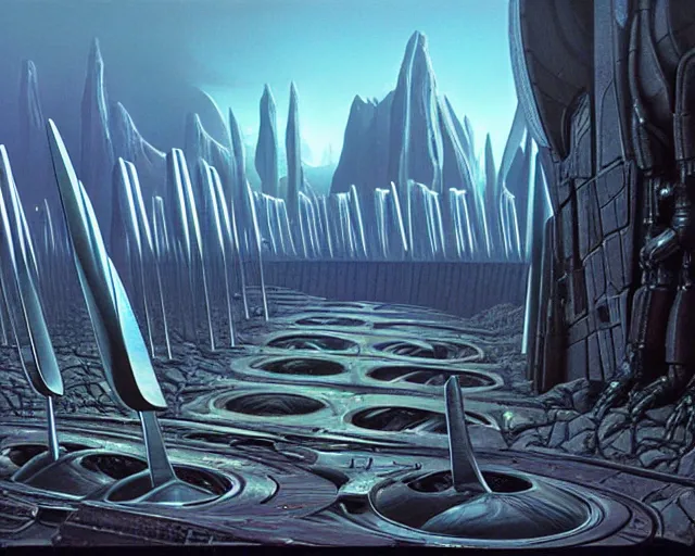 Image similar to The forks forks forks, sci-fi cinematic scene by Jim Burns