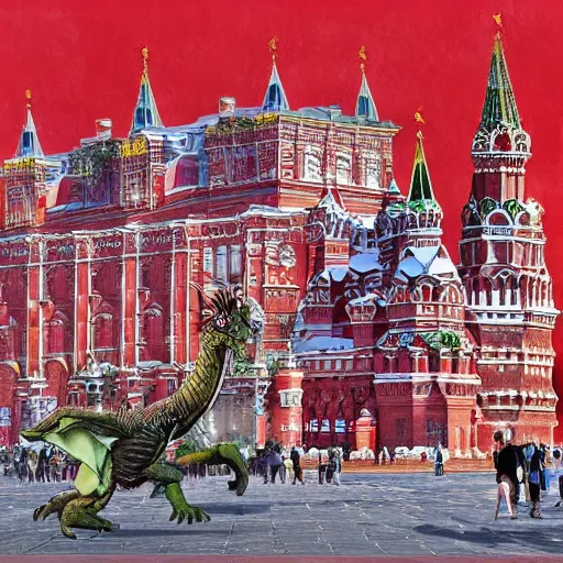 Image similar to fantasy_artwork_hyper_detailed_very_very_very_very_very_very_very_very_very_very_very_very_very_very_very_very_very of Dragon on the Red square, Moscow, matte painting