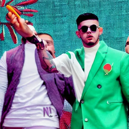 Image similar to bad bunny singer stabbed by amlo