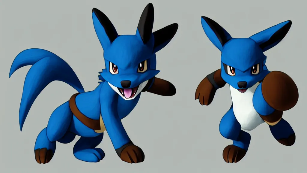 lucario, pokemon, smash bros, sharp, rendered in, Stable Diffusion