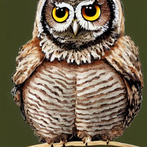 Image similar to a raisin - sized owl and an owl - sized raisin