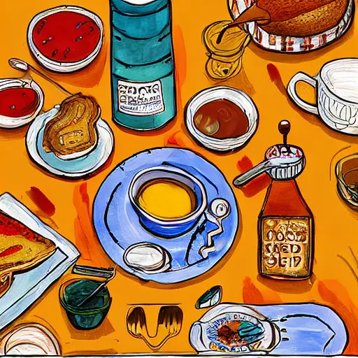 Prompt: illustration breakfast by Anthony Davids