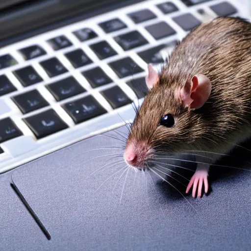 Prompt: rat on computer keyboard