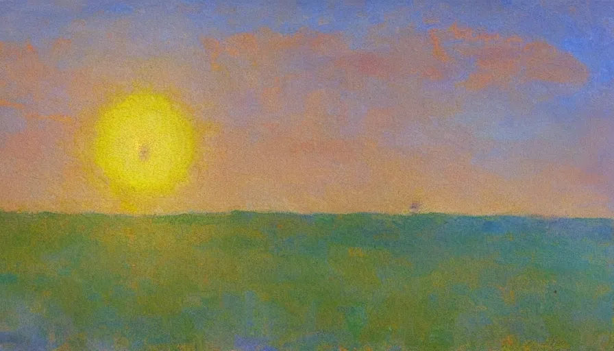 Image similar to the sun, blocked by a hexagon, impressionist oil painting