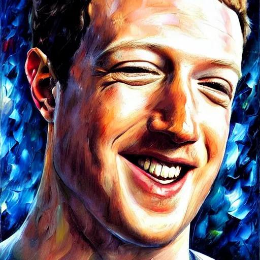 Image similar to mark zuckerberg pulling a silly face by arthur adams, charlie bowater, leonid afremov, chiho ashima, karol bak, david bates, tom chambers