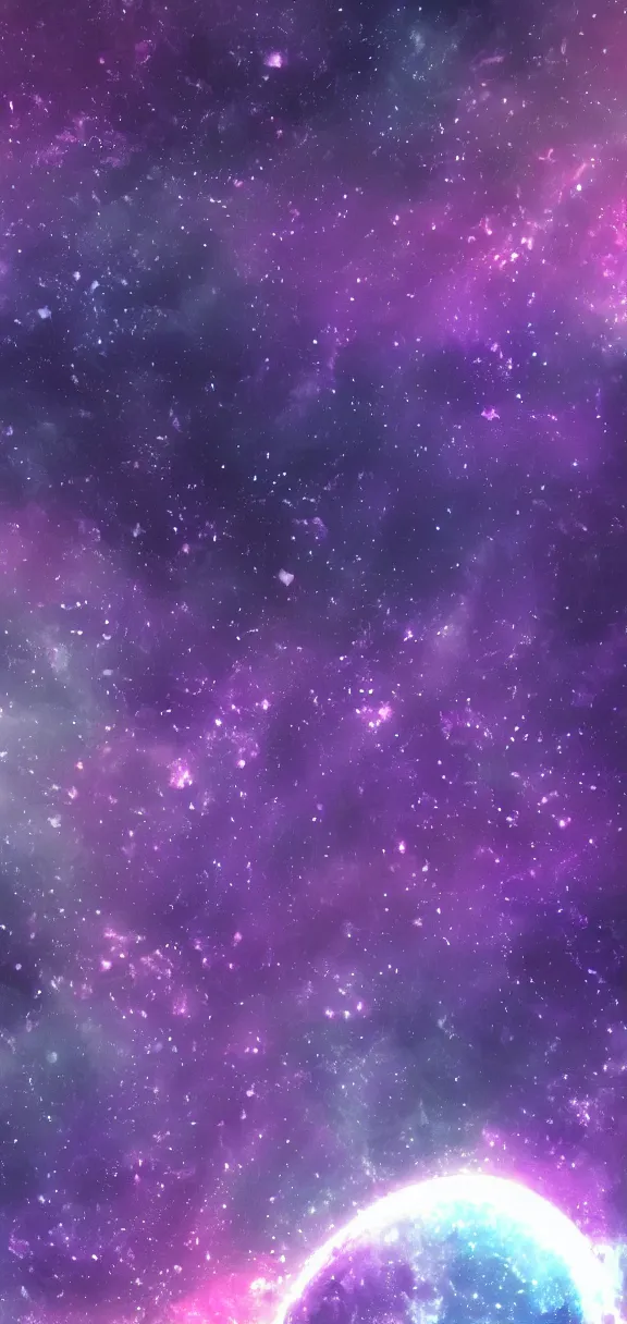 Prompt: purple-tinted space iPhone wallpaper anime style