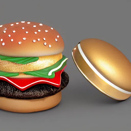 Prompt: fine jewelry hamburger designs. 4 k, dramatic lighting 8 k.