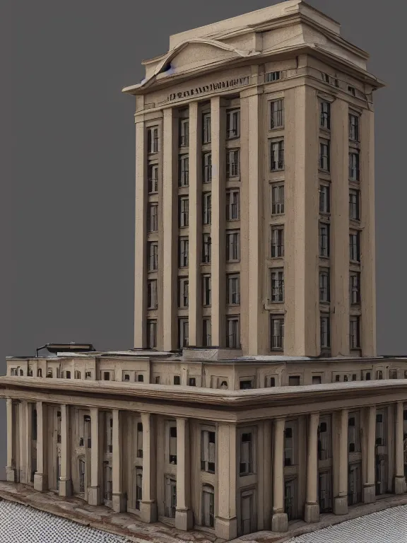 Image similar to a soviet paneled building , miniature, diorama , 3d render