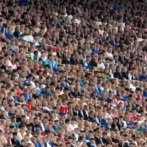 Prompt: cable TV coverage of kangaroos playing soccer in a packed stadium