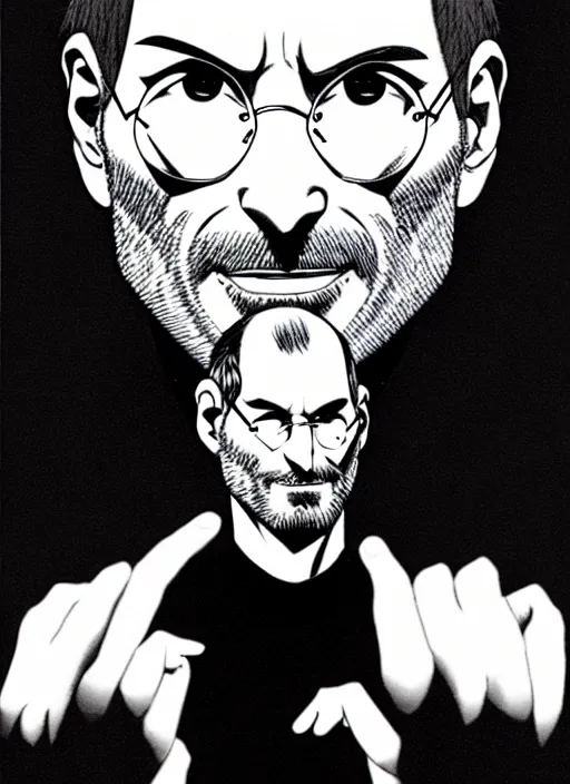 Image similar to steve jobs manga, final page, by katsuhiro otomo and hiroya oku and makoto yukimura