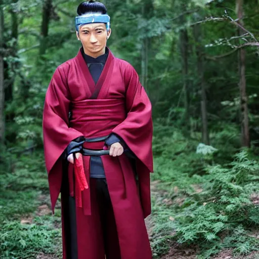 Image similar to hashirama senju in the real human cosplay, with perfect facial details, with very beautiful costume details, with cinematic lighting and bokeh, winner of a photo contest award, and very perfect