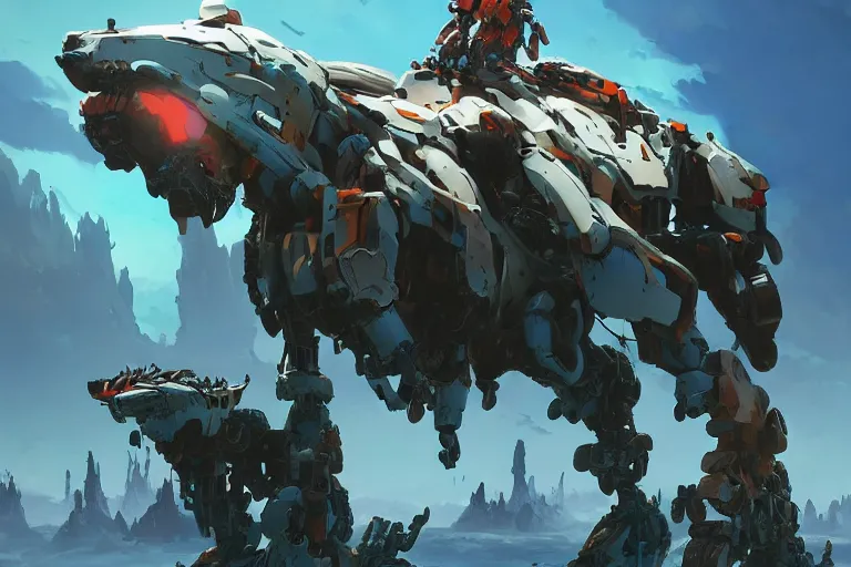 Image similar to sawtooth machine mecha animal beast robot of horizon forbidden west horizon zero dawn bioluminiscence, behance hd by jesper ejsing, by rhads, makoto shinkai and lois van baarle, ilya kuvshinov, rossdraws global illumination