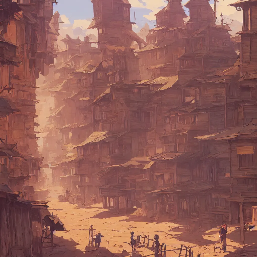 Image similar to western ghosttown background stylized, official fanart behance hd artstation by jesper ejsing, by rhads, makoto shinkai and lois van baarle, ilya kuvshinov, ossdraws, by feng zhu and loish and laurie greasley, victo ngai, andreas rocha, john harris