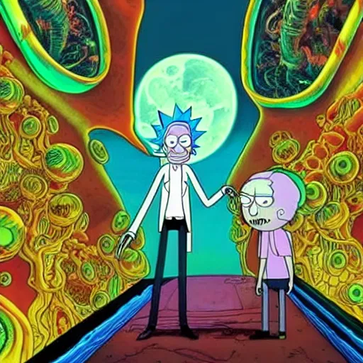 Prompt: rick and morty fear and loathing in las vegas ( 1 9 9 8 ), psychedelic digital art, ultra realistic, concept art, intricate details, eerie, highly detailed, photorealistic, octane render, 8 k, unreal engine. art by artgerm and greg rutkowski and charlie bowater and magali villeneuve and alphonse mucha