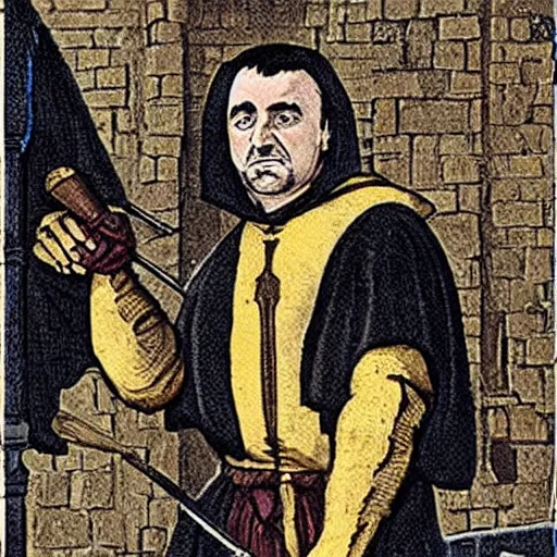 Image similar to Mike Stoklasa from Red Letter Media as a medieval executioner