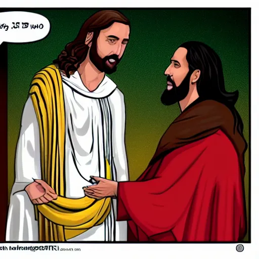 Prompt: Jesus talking to Obama