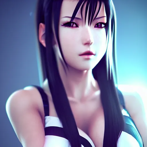 Image similar to head to toe shot of tifa lockhart by wlop, rossdraws, mingchen shen, bangkuart, sakimichan, yan gisuka, jeongseok lee, artstation, 4k