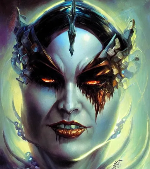 Prompt: a evil female half - orc sorceress, art by karol bak and mark brooks and artgerm, centered, trending on artstation