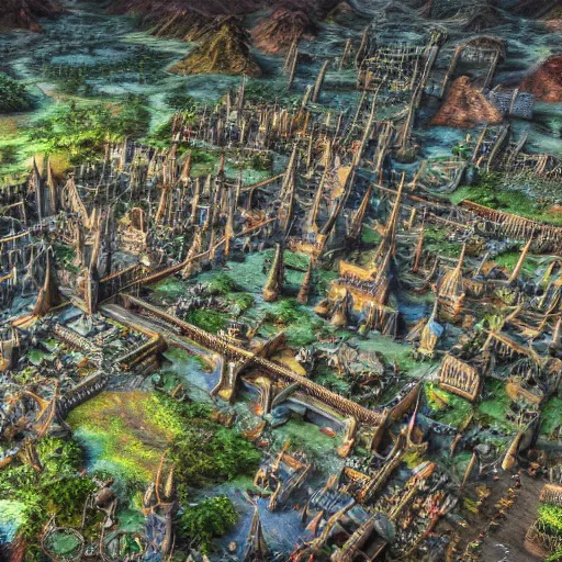 Image similar to elven city, highly detailed, 4k, HDR, award-winning, cinematic