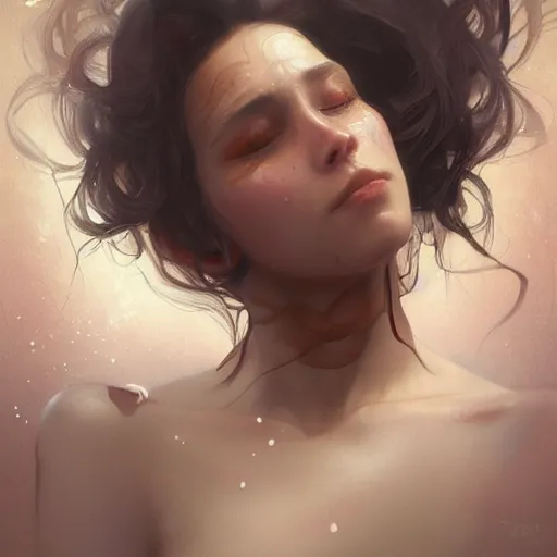 Image similar to a beautiful crying woman with tears, highly detailed, digital painting, artstation, concept art, smooth, sharp, focus, illustration, art by artgerm and greg rutkowski and alphonse mucha