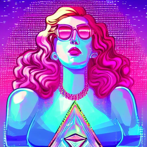 Image similar to crystal gem, epic retrowave art, trending on art station