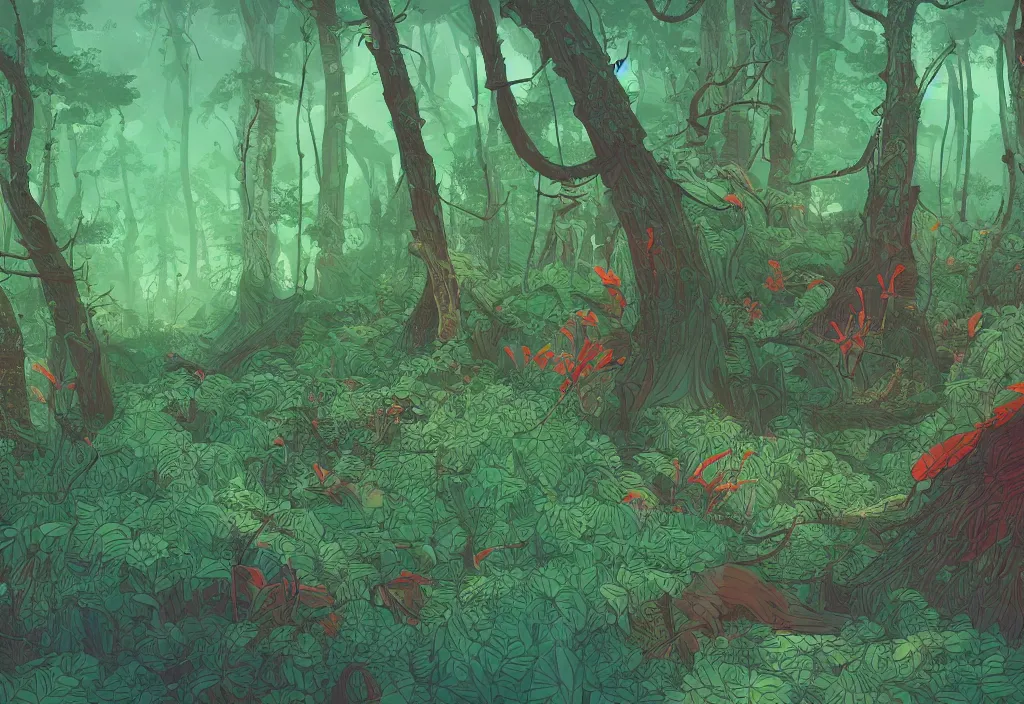 Image similar to handmade illustration of a beautful forest, line art, ink, watercolor by Kilian Eng and by Jake Parker, winning-award masterpiece, fantastic, octane render, 8K HD Resolution, High quality image