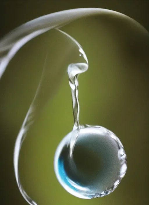 Image similar to portrait of a stunningly beautiful water drop, infinite