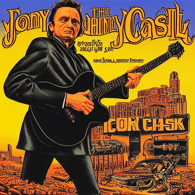 Image similar to album cover for Johnny Cash: The Snake Oil Tapes, album art by Ron Walotsky, snake oil album, snakes, no text