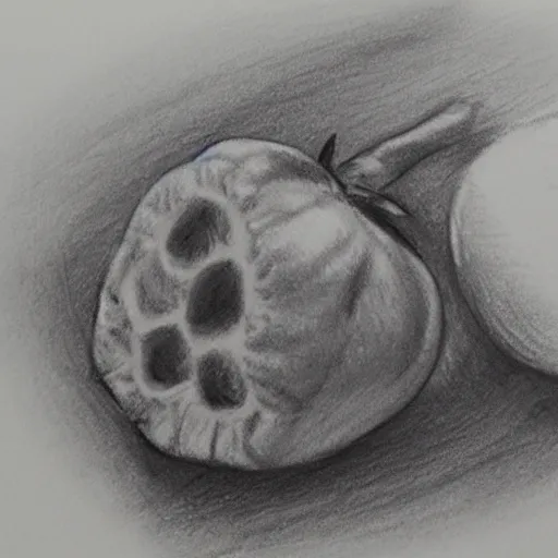 Prompt: charcoal sketch of a raspberry