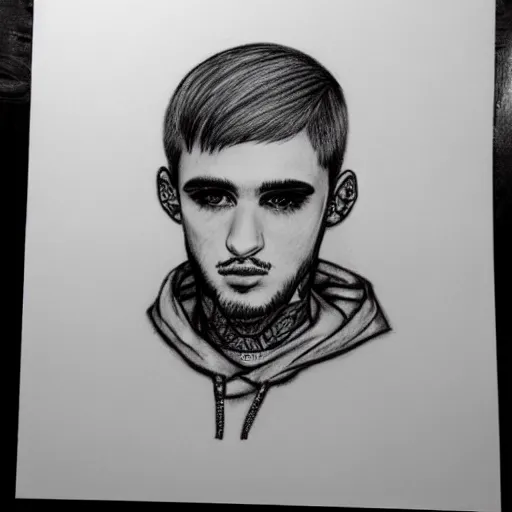 Image similar to professional graphite sketch of lil peep