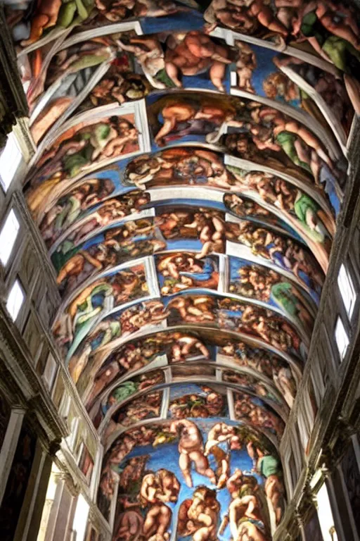 Image similar to sistine chapel, detailed, by michelangelo